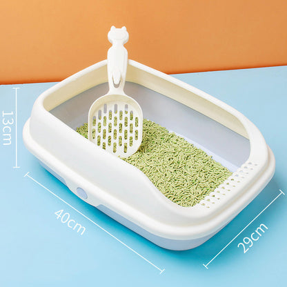 Semi-Closed Odor-Proof Cat Litter Box with Scoop