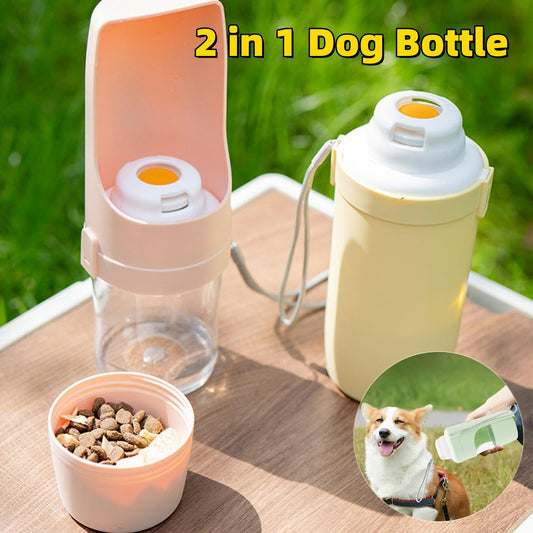 2-in-1 Travel Dog Water Bottle & Feeder