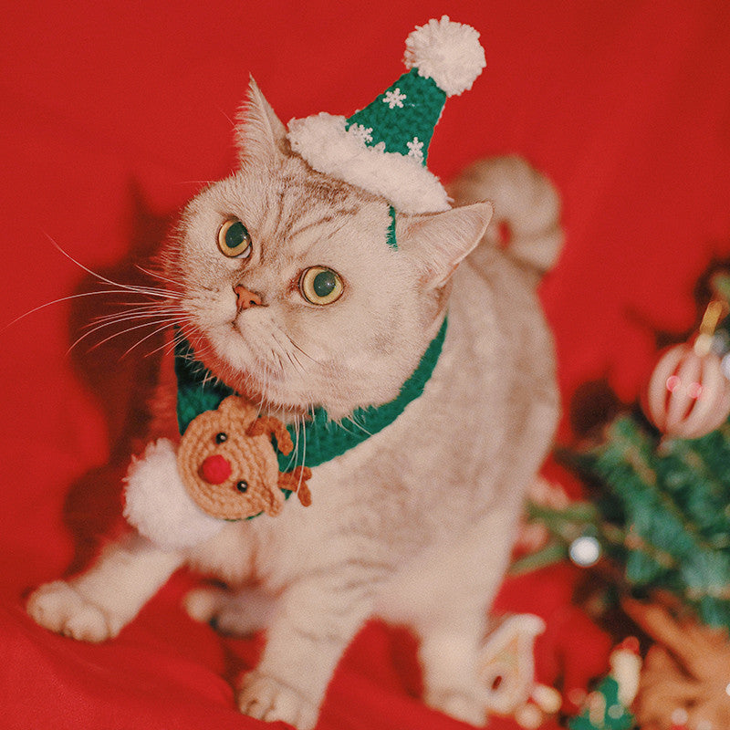 Festive Hand-Woven Pet Christmas Hat