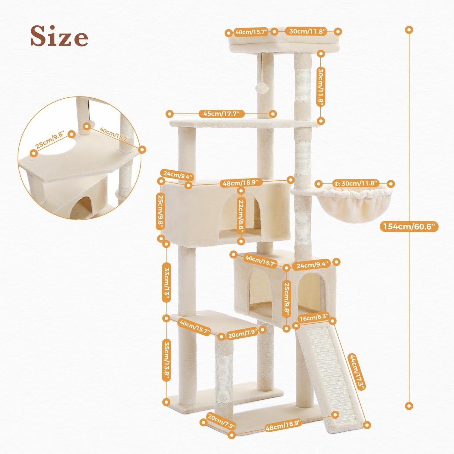 61-Inch Multi-Level Cat Tower