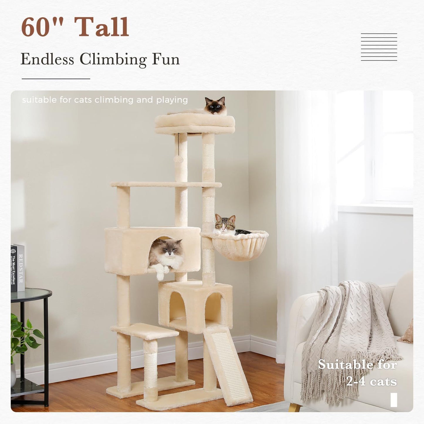 61-Inch Multi-Level Cat Tower