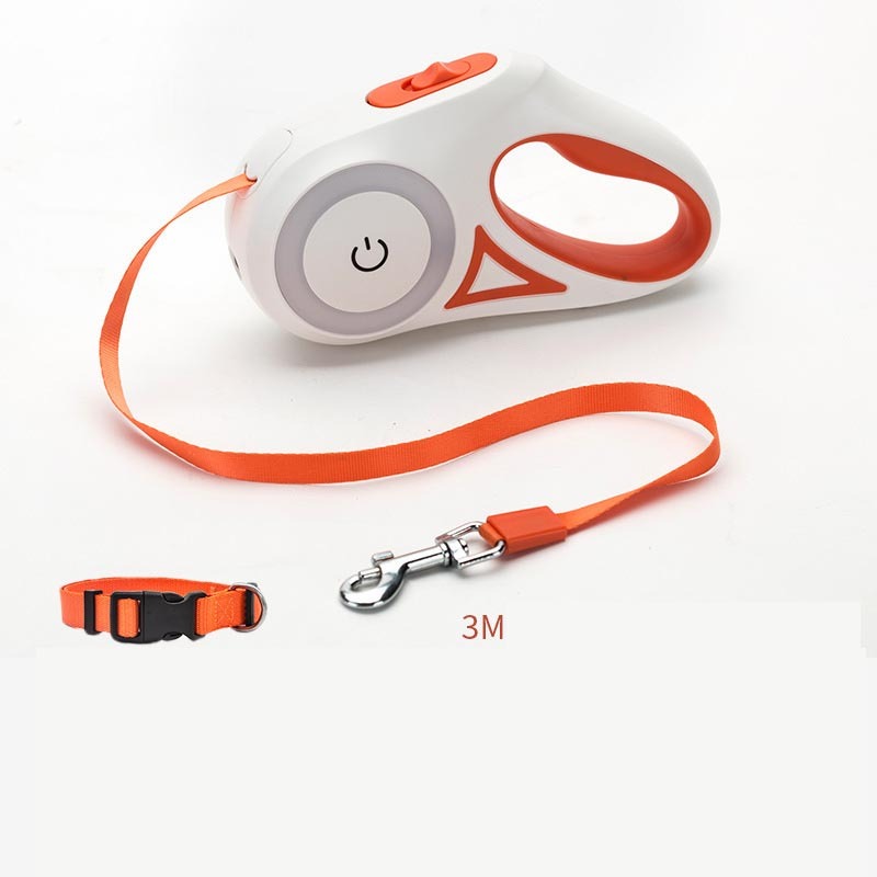 Retractable Dog Leash with Collar and Spotlight