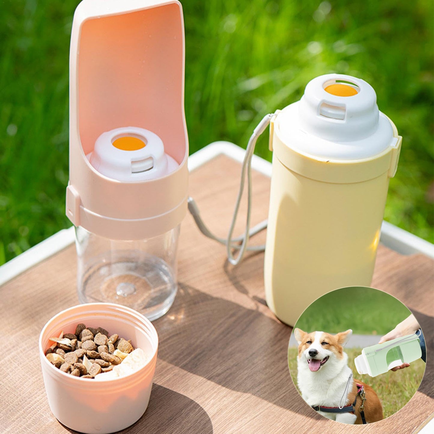 2-in-1 Travel Dog Water Bottle & Feeder