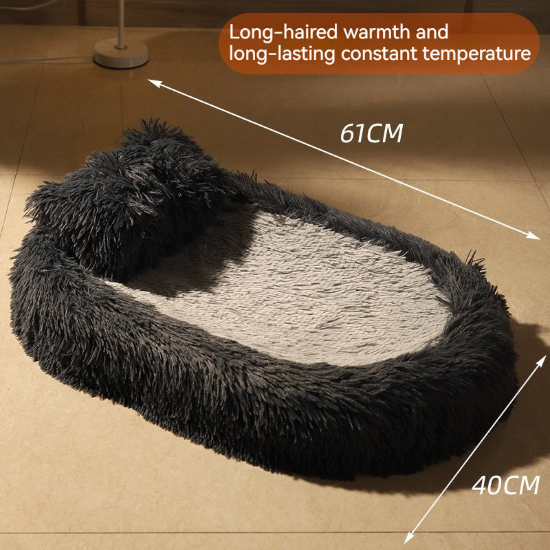 Long Wool Pet Nest with Quilted Blanket