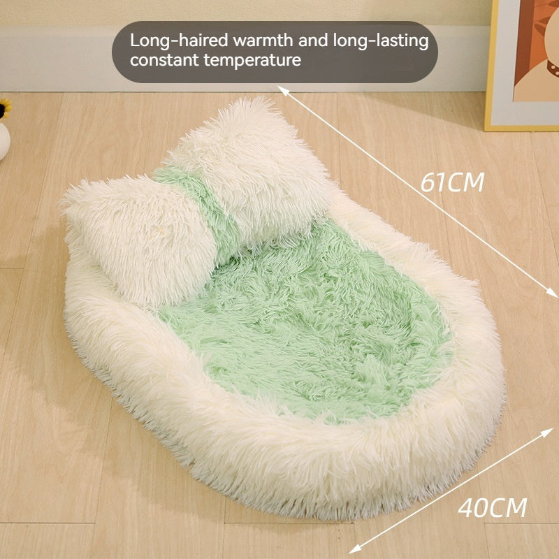 Long Wool Pet Nest with Quilted Blanket