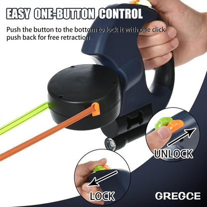 LED Dual Retractable Dog Leash